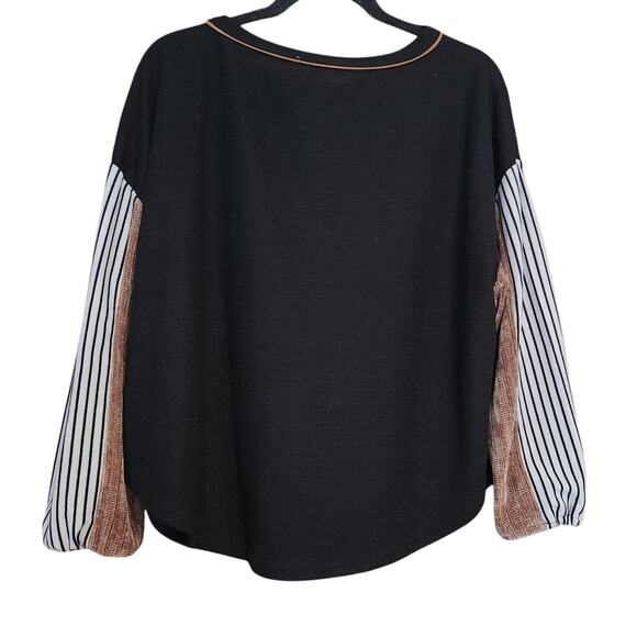 THML Multi Texture Knit Sweater, loose fit 3/4, chenille sleeves sz M - Picture 2 of 10